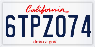 CA license plate 6TPZ074