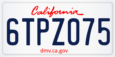 CA license plate 6TPZ075