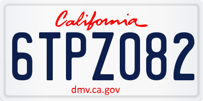 CA license plate 6TPZ082