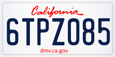 CA license plate 6TPZ085