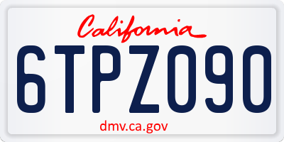 CA license plate 6TPZ090