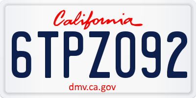 CA license plate 6TPZ092