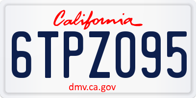 CA license plate 6TPZ095