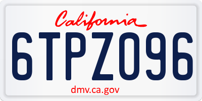 CA license plate 6TPZ096