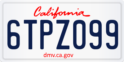 CA license plate 6TPZ099