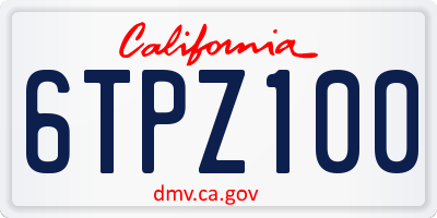 CA license plate 6TPZ100