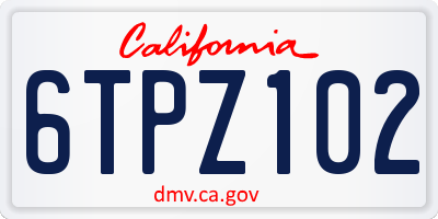 CA license plate 6TPZ102