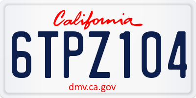 CA license plate 6TPZ104