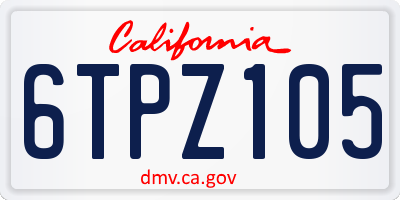 CA license plate 6TPZ105