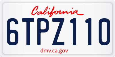 CA license plate 6TPZ110