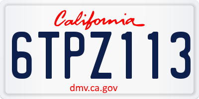 CA license plate 6TPZ113