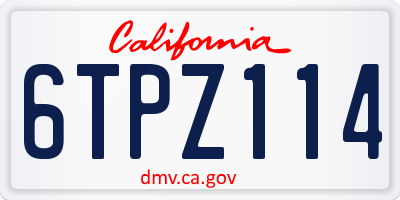 CA license plate 6TPZ114