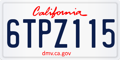 CA license plate 6TPZ115