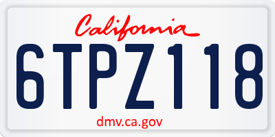 CA license plate 6TPZ118