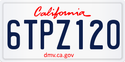 CA license plate 6TPZ120