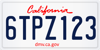 CA license plate 6TPZ123