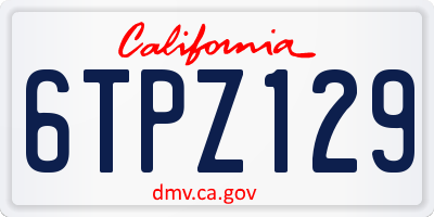 CA license plate 6TPZ129