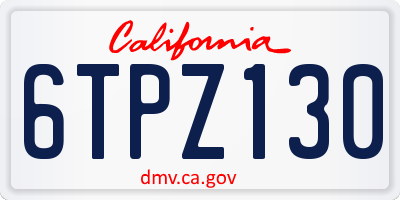 CA license plate 6TPZ130