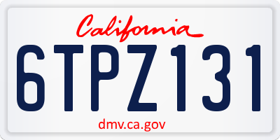 CA license plate 6TPZ131