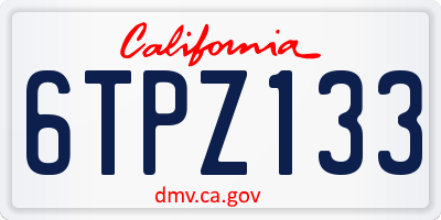 CA license plate 6TPZ133
