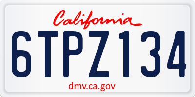 CA license plate 6TPZ134