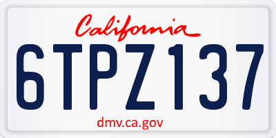 CA license plate 6TPZ137