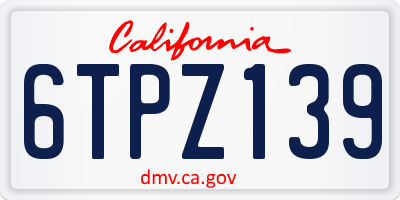 CA license plate 6TPZ139