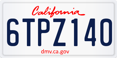 CA license plate 6TPZ140