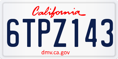 CA license plate 6TPZ143