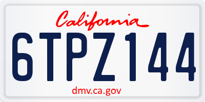 CA license plate 6TPZ144