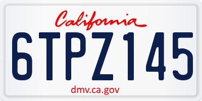 CA license plate 6TPZ145