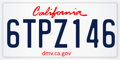 CA license plate 6TPZ146