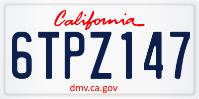 CA license plate 6TPZ147