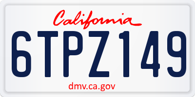 CA license plate 6TPZ149