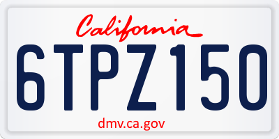 CA license plate 6TPZ150