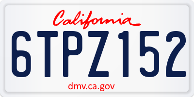 CA license plate 6TPZ152