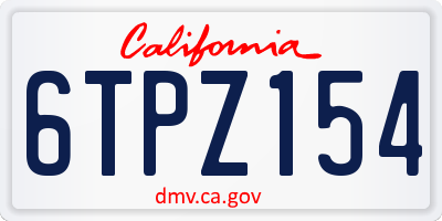 CA license plate 6TPZ154