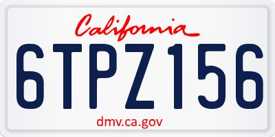 CA license plate 6TPZ156
