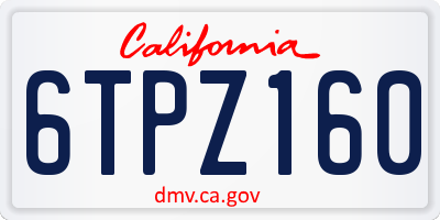 CA license plate 6TPZ160