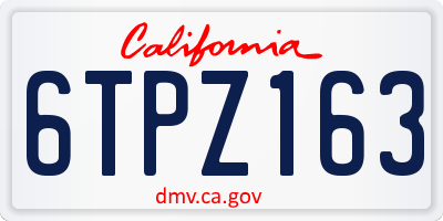 CA license plate 6TPZ163