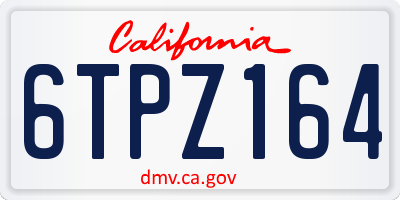 CA license plate 6TPZ164