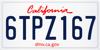 CA license plate 6TPZ167