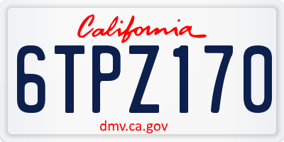 CA license plate 6TPZ170