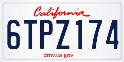 CA license plate 6TPZ174