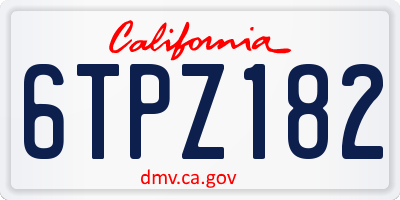 CA license plate 6TPZ182