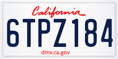 CA license plate 6TPZ184