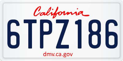 CA license plate 6TPZ186