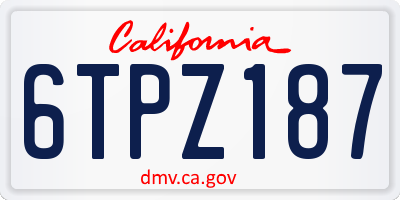 CA license plate 6TPZ187
