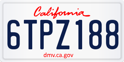 CA license plate 6TPZ188