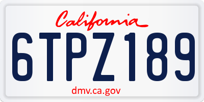 CA license plate 6TPZ189